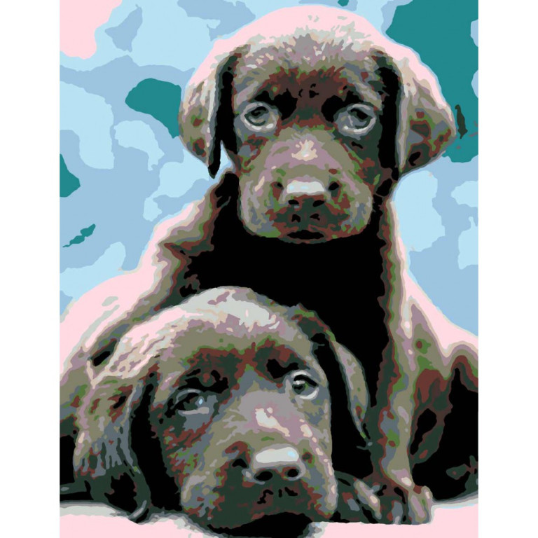 Malování podle čísel - Štěňátka